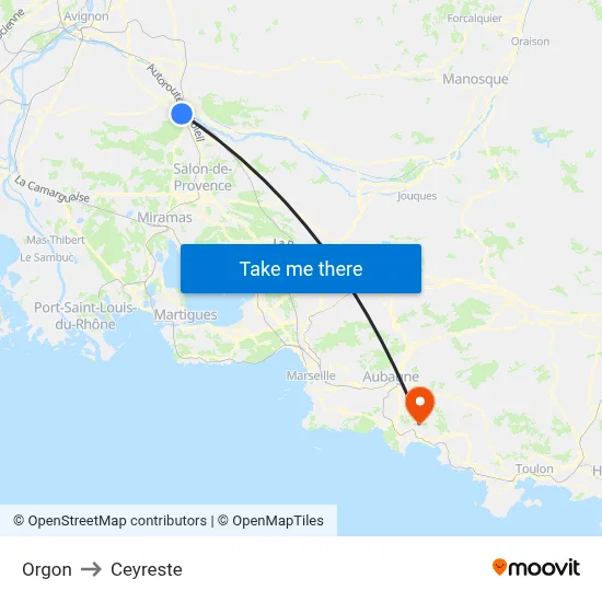 Orgon to Ceyreste map