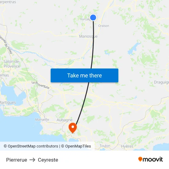 Pierrerue to Ceyreste map