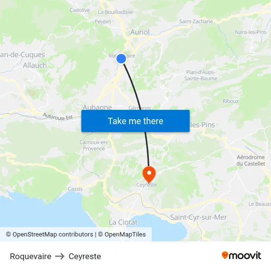 Roquevaire to Ceyreste map