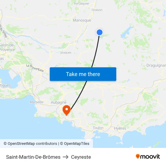 Saint-Martin-De-Brômes to Ceyreste map
