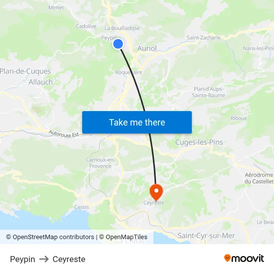 Peypin to Ceyreste map