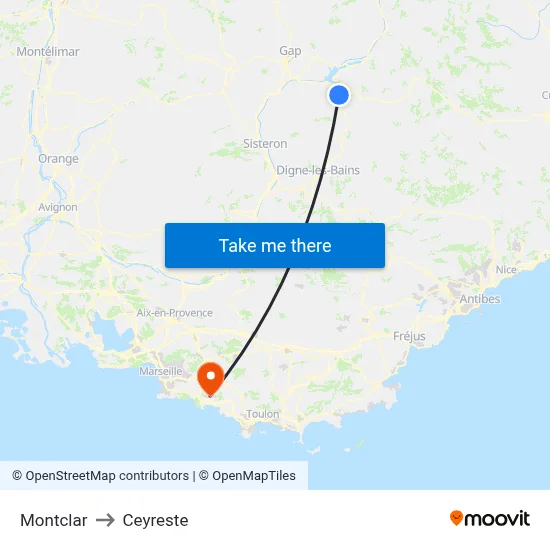 Montclar to Ceyreste map