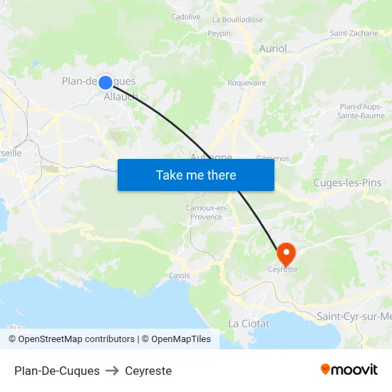 Plan-De-Cuques to Ceyreste map