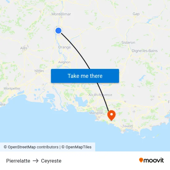 Pierrelatte to Ceyreste map