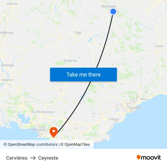 Cervières to Ceyreste map