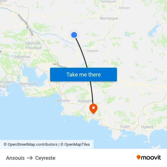 Ansouis to Ceyreste map