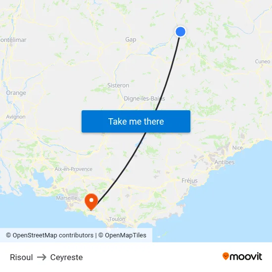 Risoul to Ceyreste map
