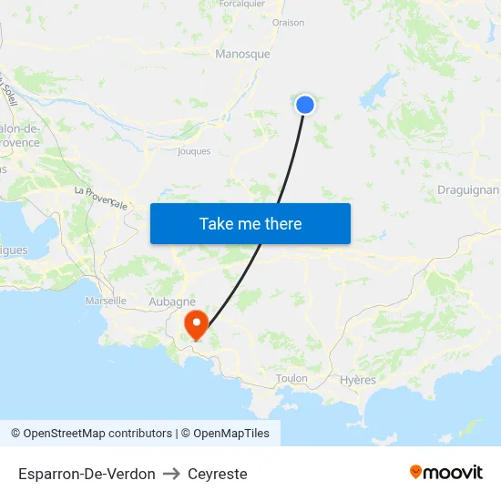 Esparron-De-Verdon to Ceyreste map