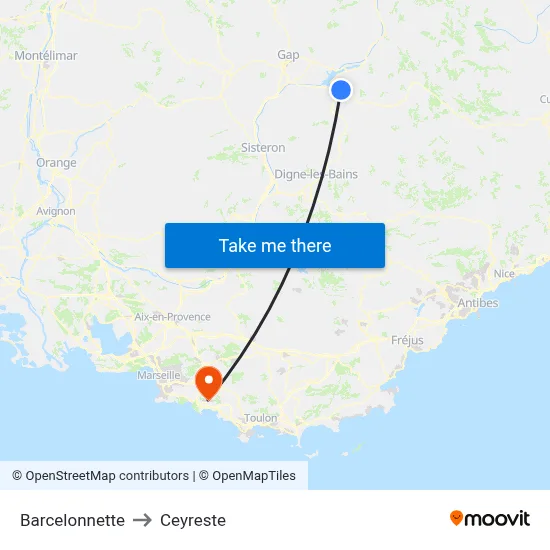 Barcelonnette to Ceyreste map