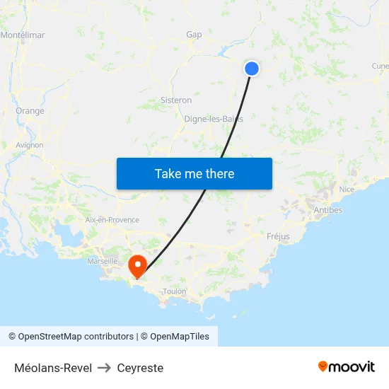 Méolans-Revel to Ceyreste map
