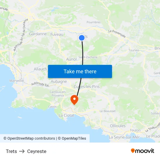 Trets to Ceyreste map