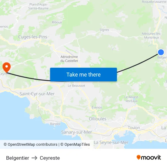 Belgentier to Ceyreste map