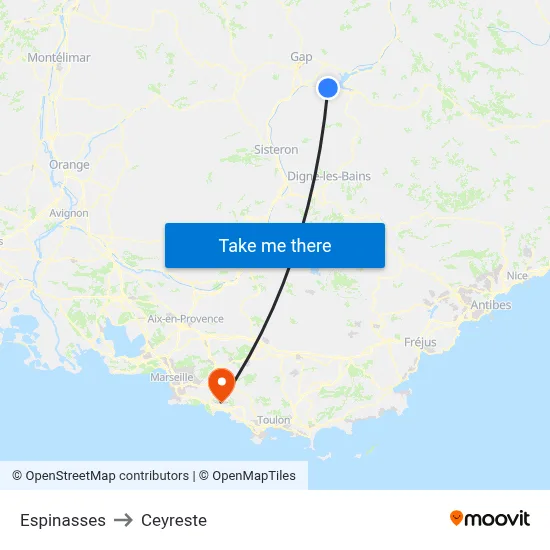 Espinasses to Ceyreste map