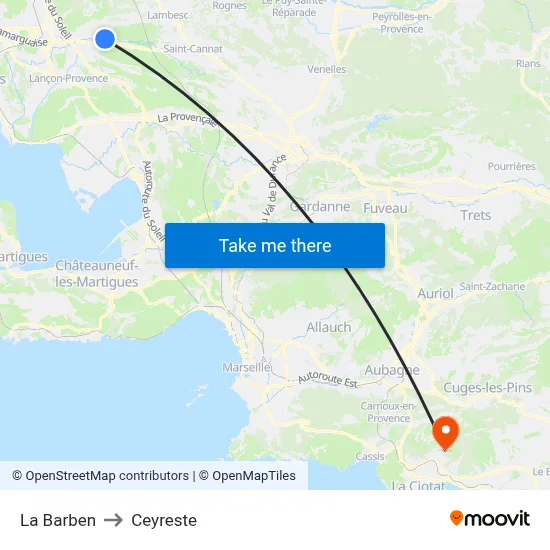 La Barben to Ceyreste map