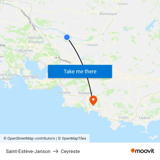 Saint-Estève-Janson to Ceyreste map
