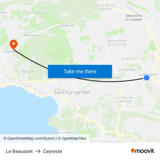 Le Beausset to Ceyreste map