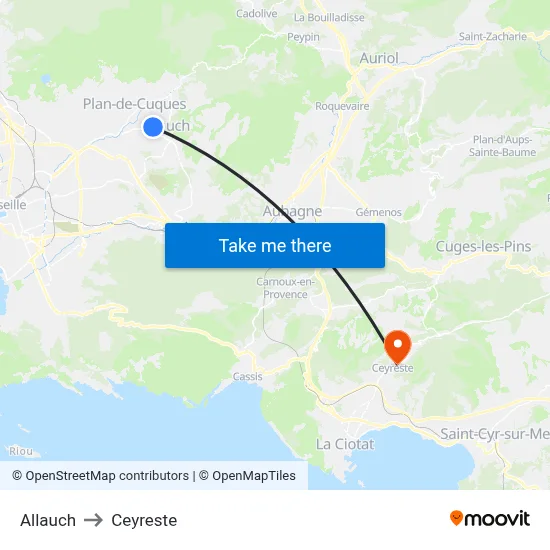 Allauch to Ceyreste map
