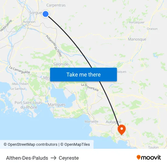 Althen-Des-Paluds to Ceyreste map