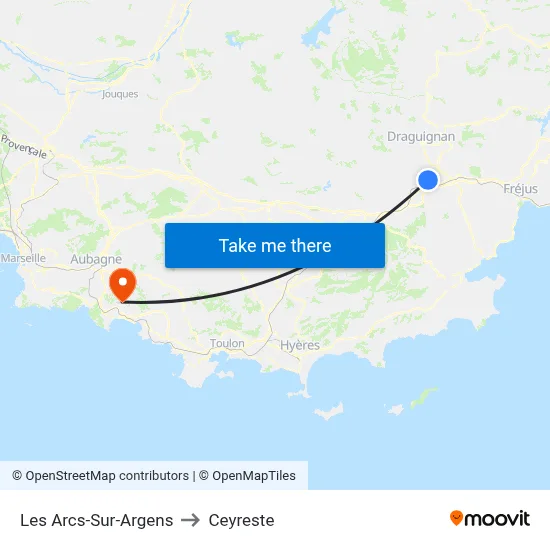 Les Arcs-Sur-Argens to Ceyreste map