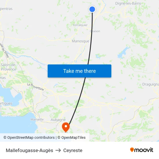 Mallefougasse-Augès to Ceyreste map