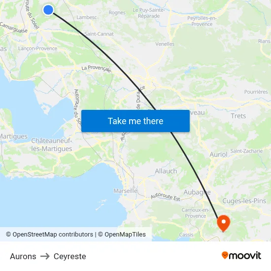 Aurons to Ceyreste map
