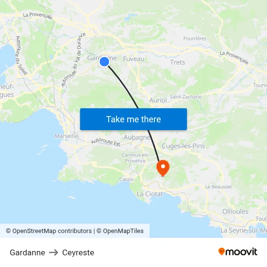 Gardanne to Ceyreste map