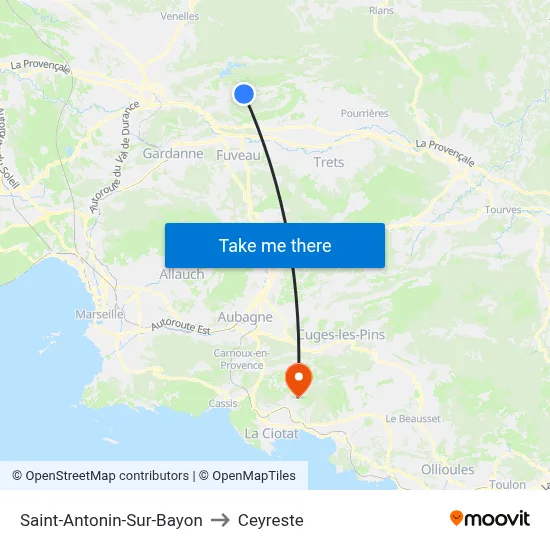 Saint-Antonin-Sur-Bayon to Ceyreste map