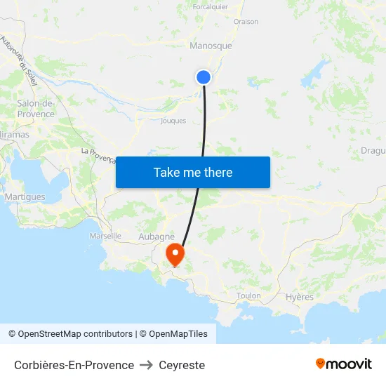 Corbières-En-Provence to Ceyreste map