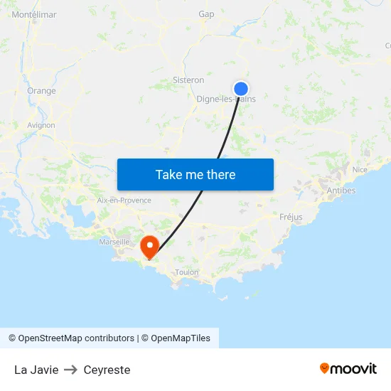 La Javie to Ceyreste map