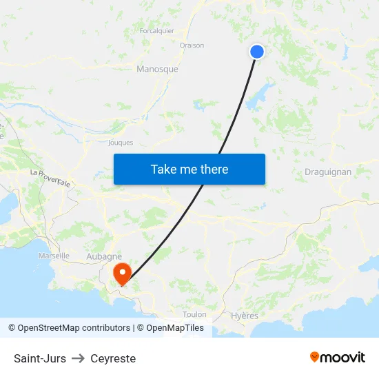 Saint-Jurs to Ceyreste map