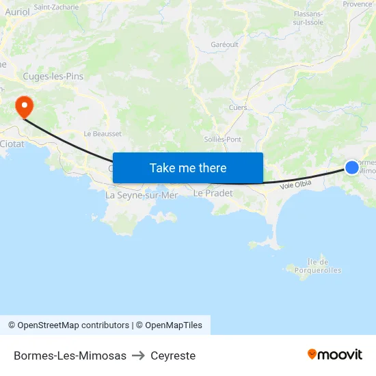 Bormes-Les-Mimosas to Ceyreste map