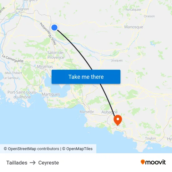 Taillades to Ceyreste map