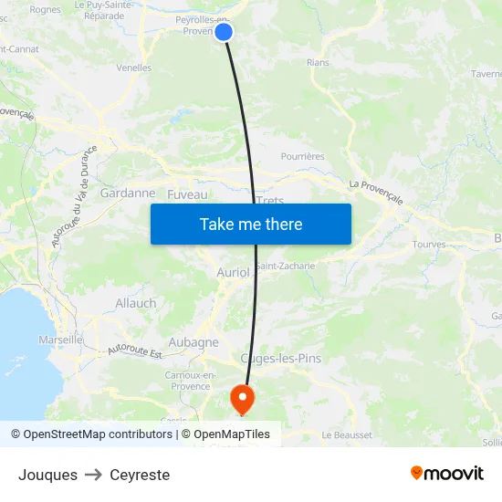 Jouques to Ceyreste map