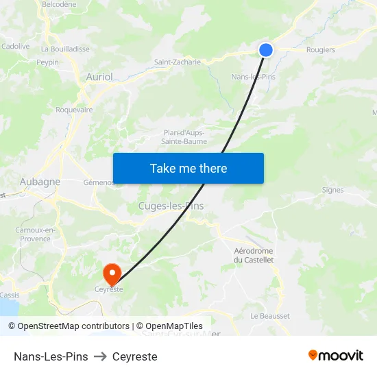 Nans-Les-Pins to Ceyreste map