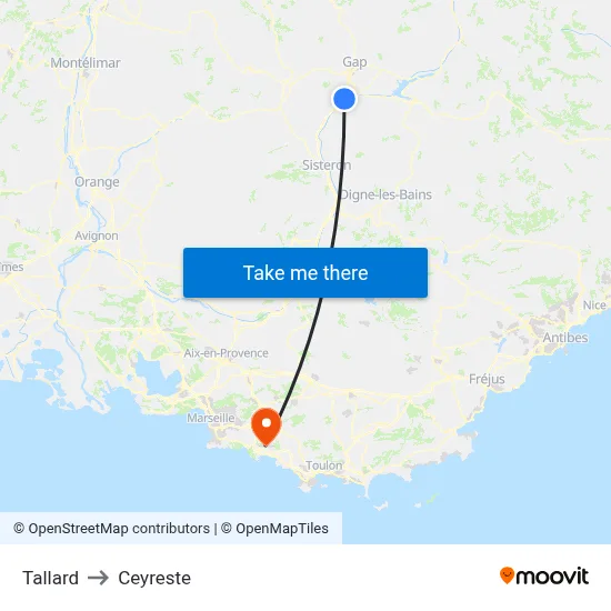 Tallard to Ceyreste map