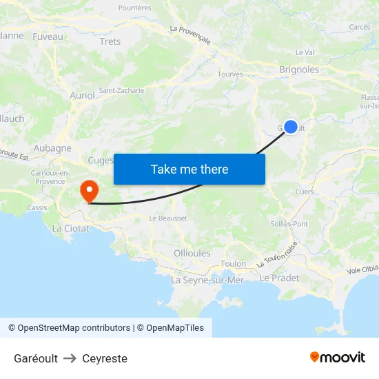 Garéoult to Ceyreste map