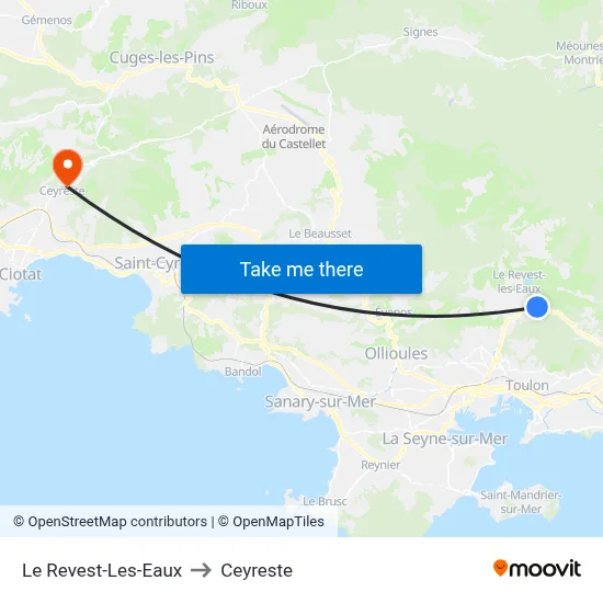 Le Revest-Les-Eaux to Ceyreste map