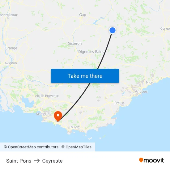 Saint-Pons to Ceyreste map