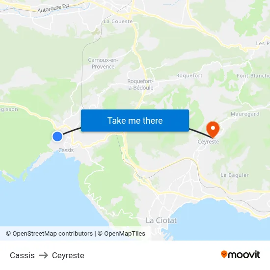 Cassis to Ceyreste map