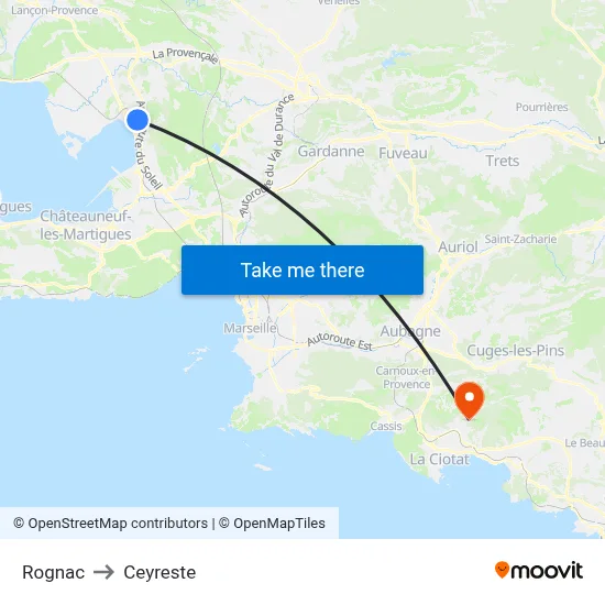 Rognac to Ceyreste map
