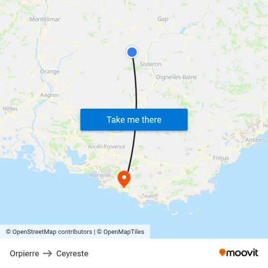 Orpierre to Ceyreste map