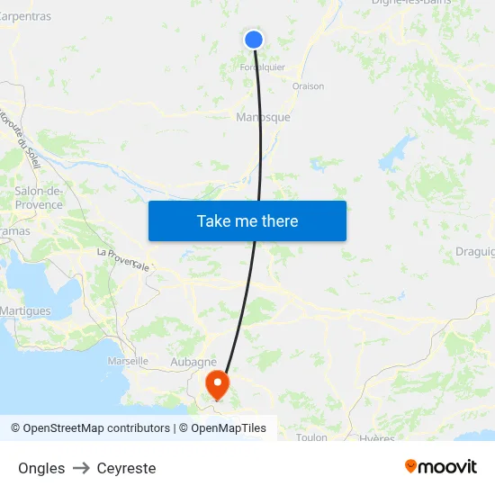Ongles to Ceyreste map