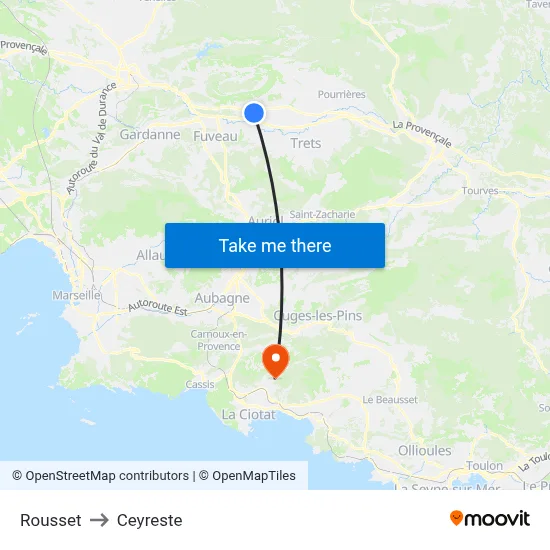 Rousset to Ceyreste map