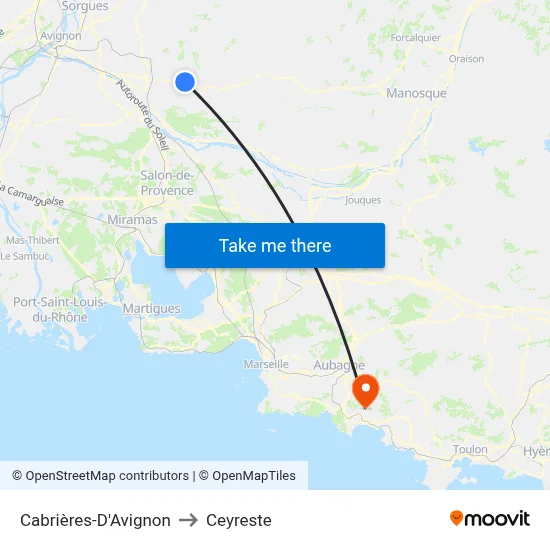 Cabrières-D'Avignon to Ceyreste map