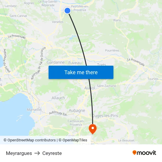 Meyrargues to Ceyreste map