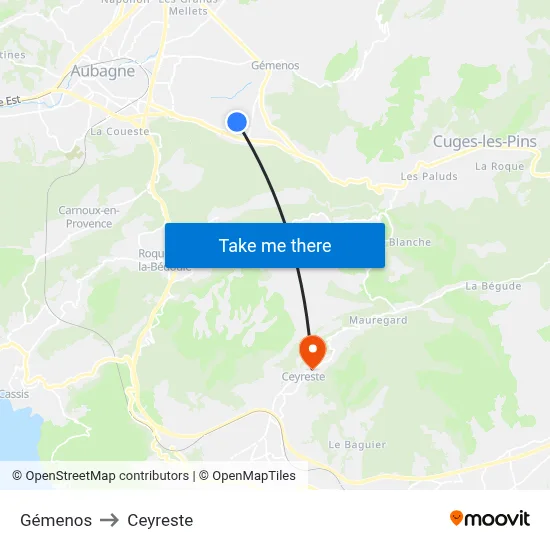 Gémenos to Ceyreste map