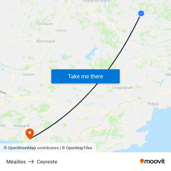 Méailles to Ceyreste map