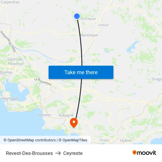 Revest-Des-Brousses to Ceyreste map