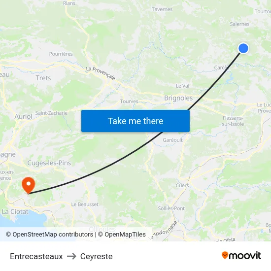 Entrecasteaux to Ceyreste map
