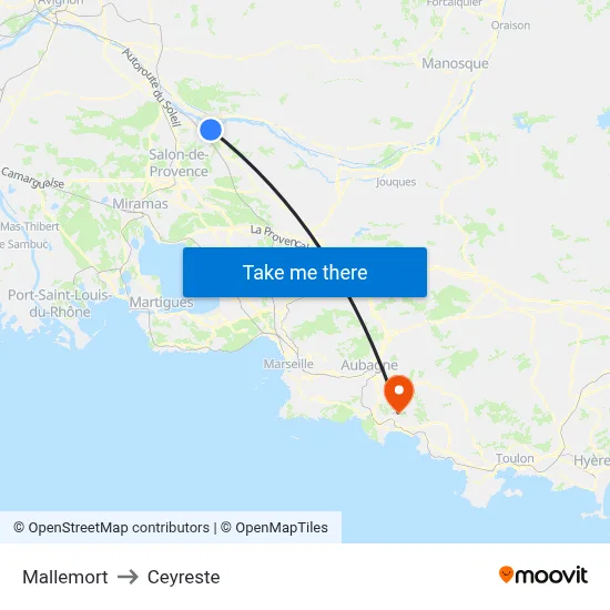 Mallemort to Ceyreste map